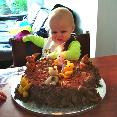 Alice and 1st birthday cake